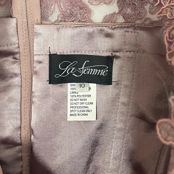 La Femme Blush Pink Beaded Top Trumpet Formal Dress Size 10 - Picture 5 of 6